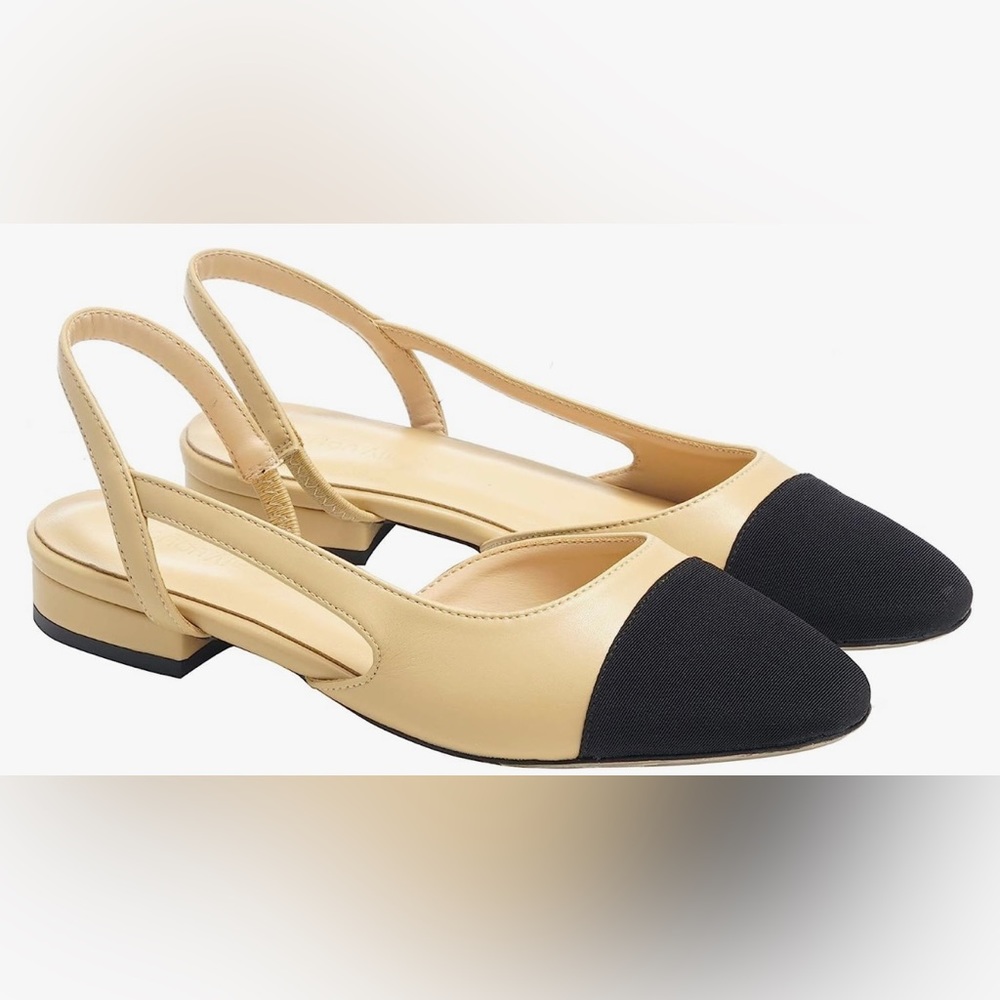 Cap toe, Two tone Slingback small block heel, Size 7